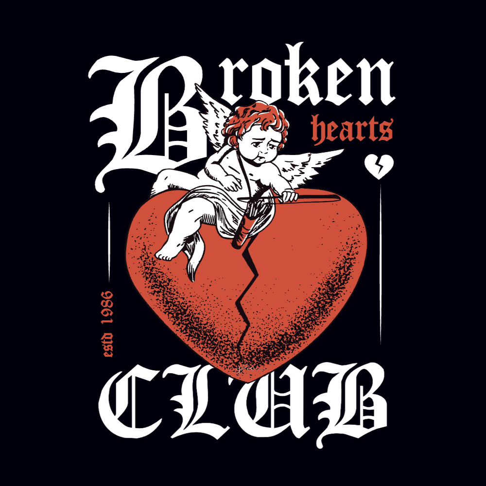 Broken heart editable t-shirt design template