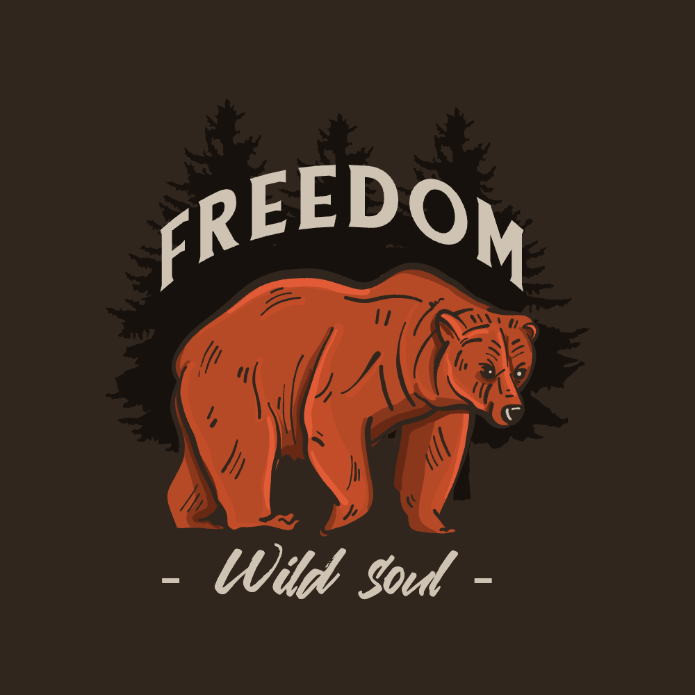Brown bear in the forest editable t-shirt template | Create Designs