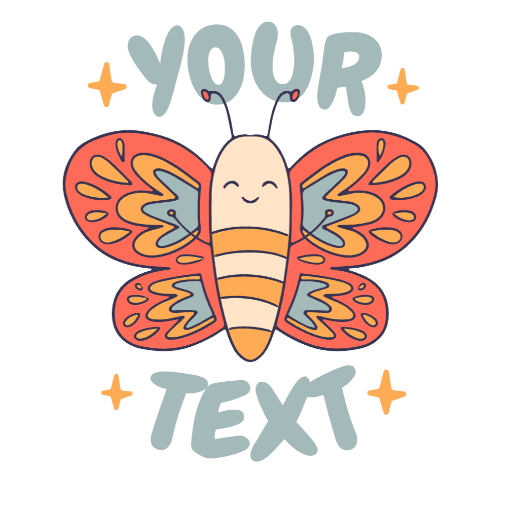 Butterfly smiling editable t-shirt template | Create Merch Online