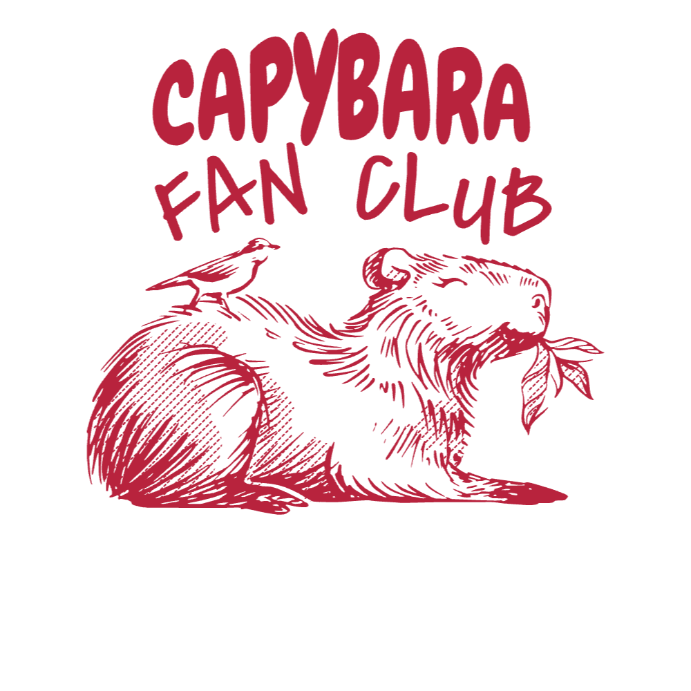 Capybara bird fan club editable t-shirt template