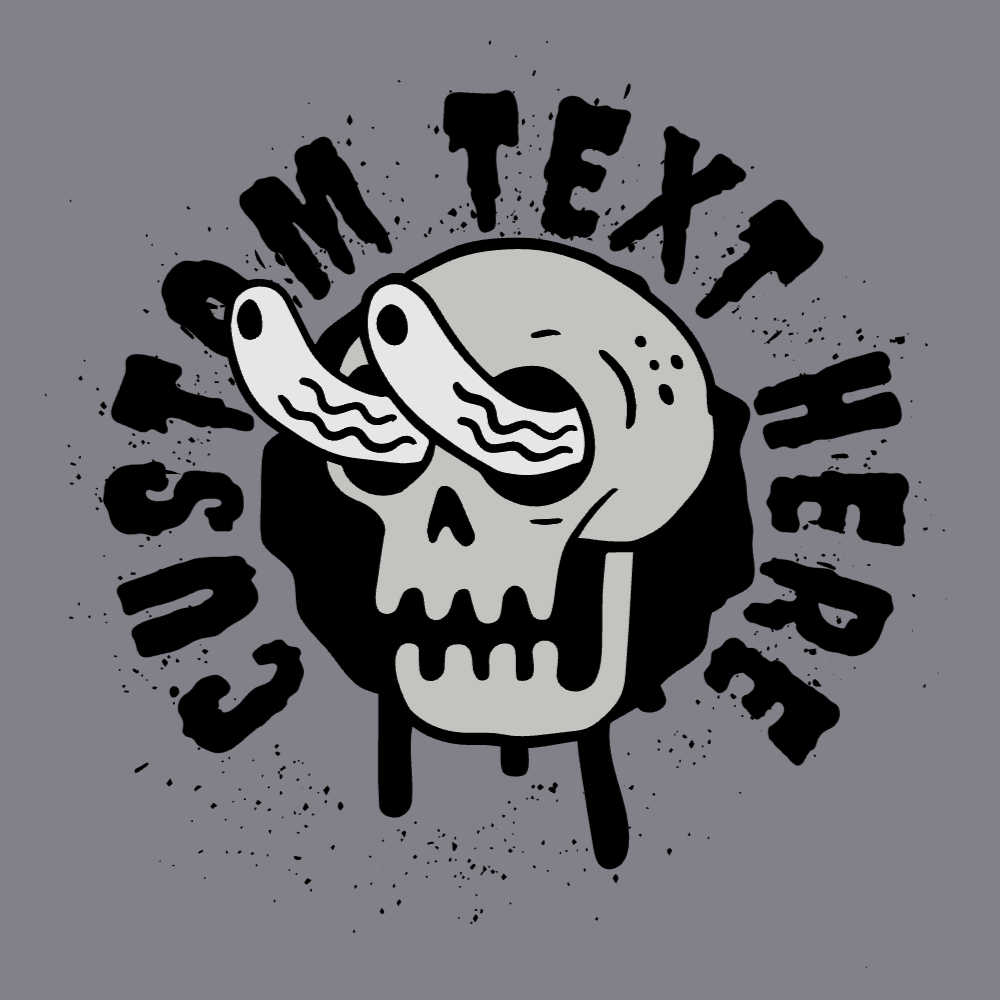 Cartoon skull with eyes editable t-shirt template | Create Online