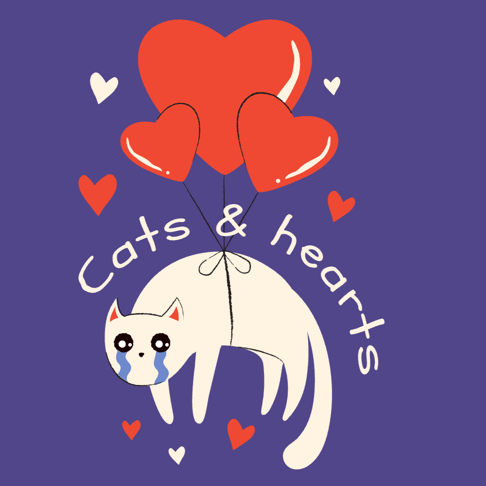 Cat and heart balloons editable t-shirt template | Create Designs