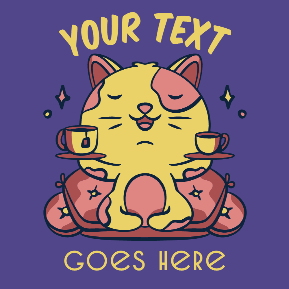 Cat and tea editable t-shirt template | T-Shirt Maker
