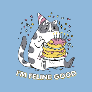 Fat birthday cat editable t-shirt template