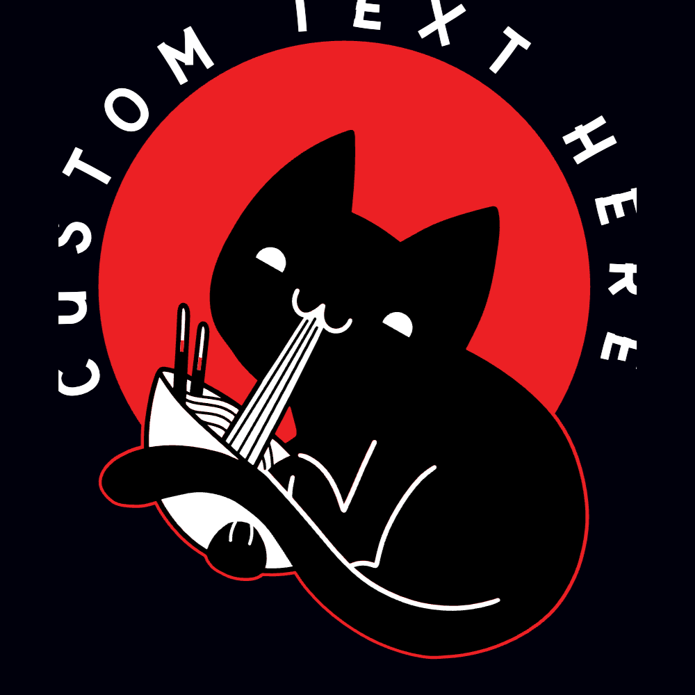 Cat eating ramen editable t-shirt template | Create Online
