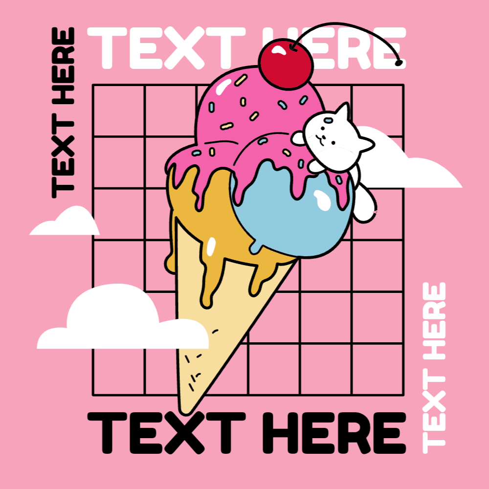 Cat ice cream t-shirt template editable | Create Designs