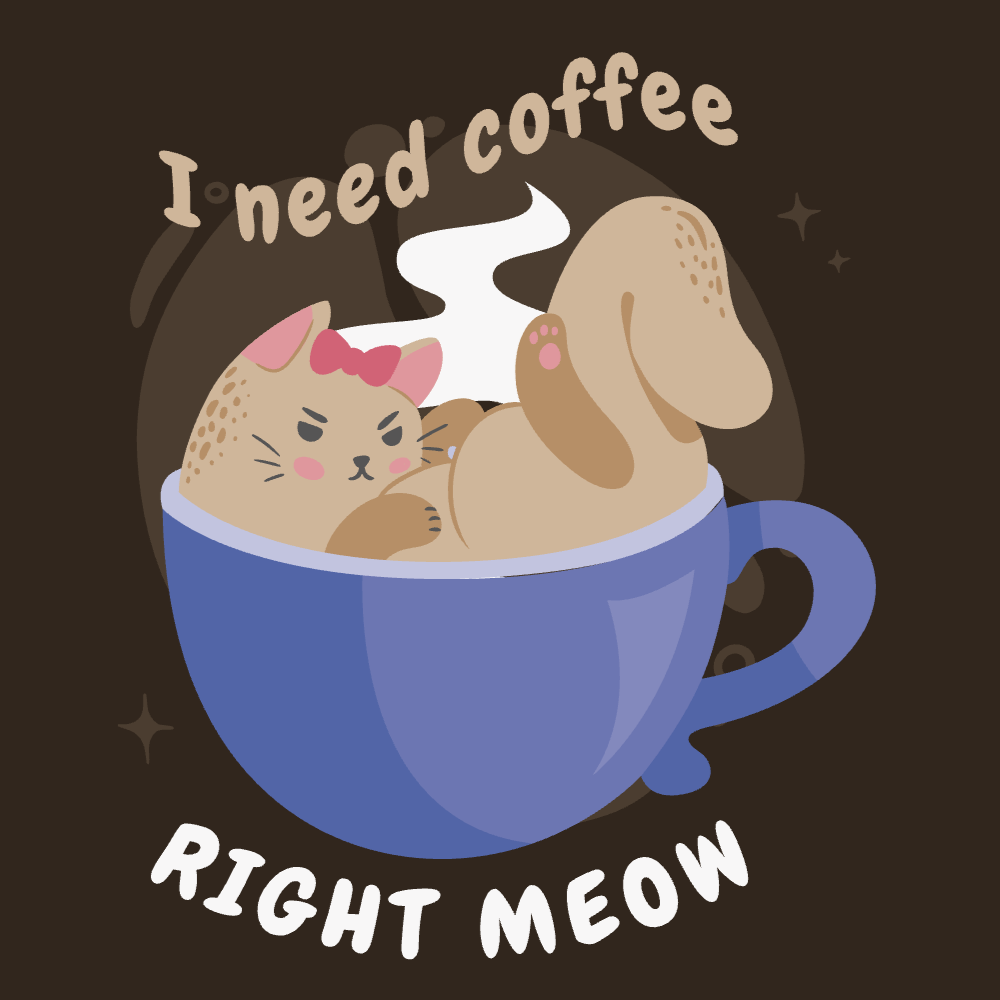 Cat in coffee cup editable t-shirt template | T-Shirt Maker