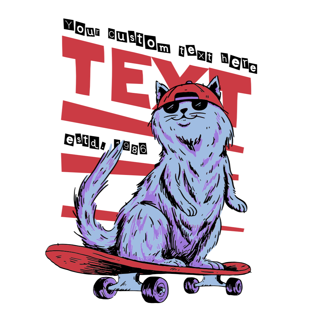 Cat skater editable t-shirt  template | T-Shirt Maker