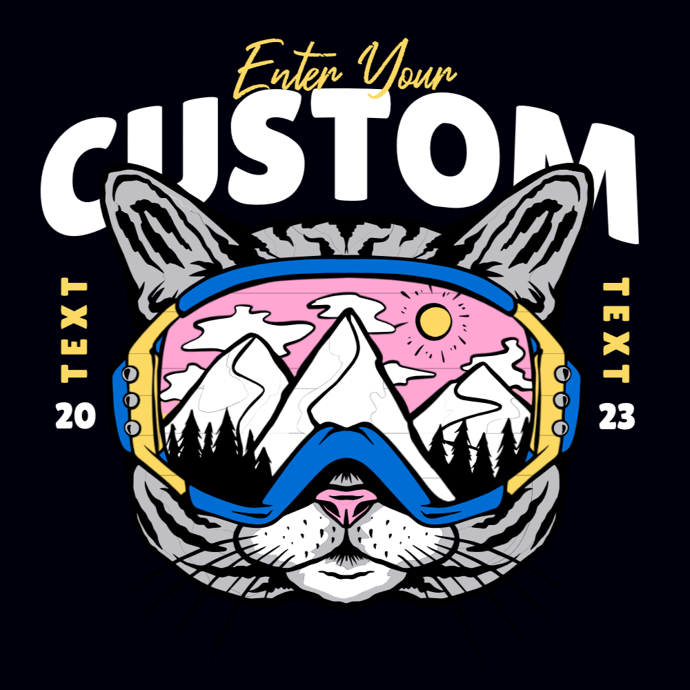 Cat ski editable t-shirt template | T-Shirt Maker