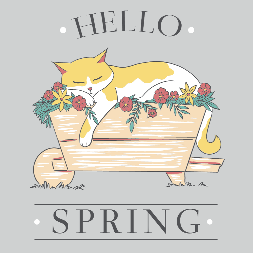 Cat sleeping on flowers t-shirt template editable | Create Online