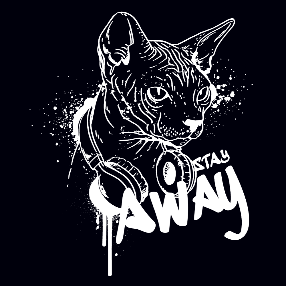 Cat with headphones editable t-shirt template | Create Merch