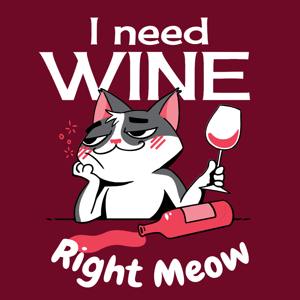 Cat with wine editable t-shirt template | Create Merch Online