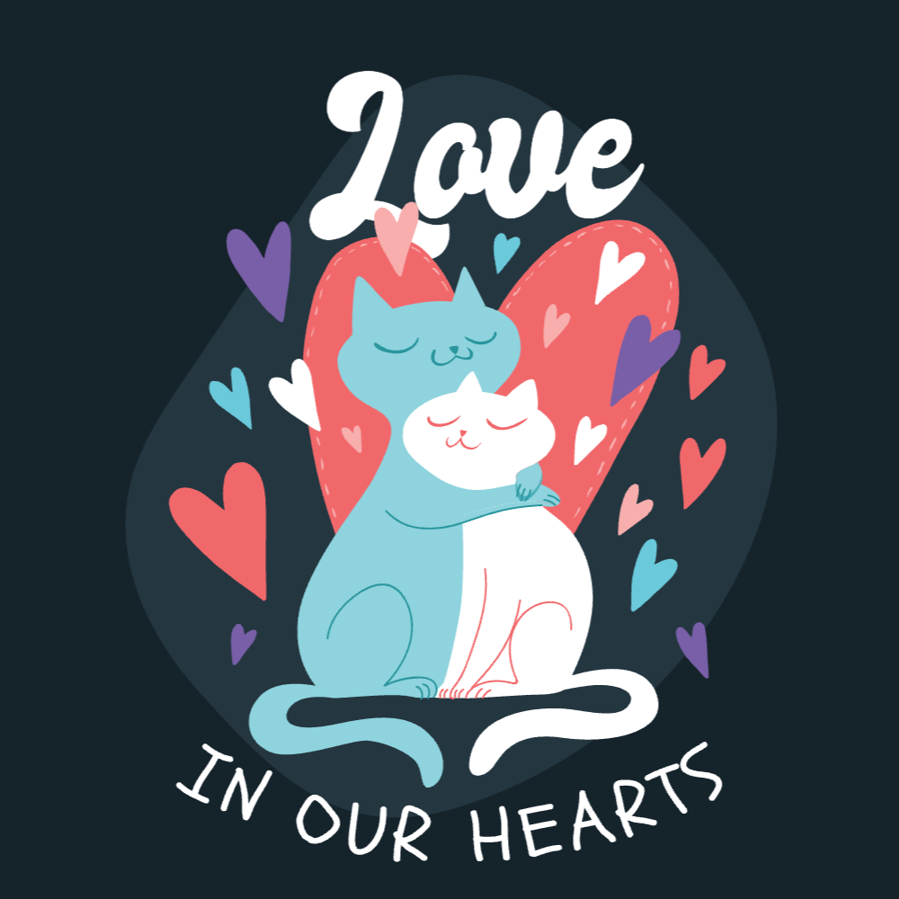 Cats and hearts editable t-shirt template | Create Merch Online