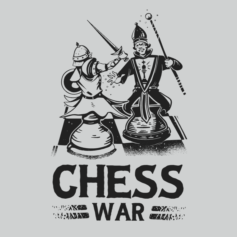 Chess pieces figthing editable t-shirt template | T-Shirt Maker