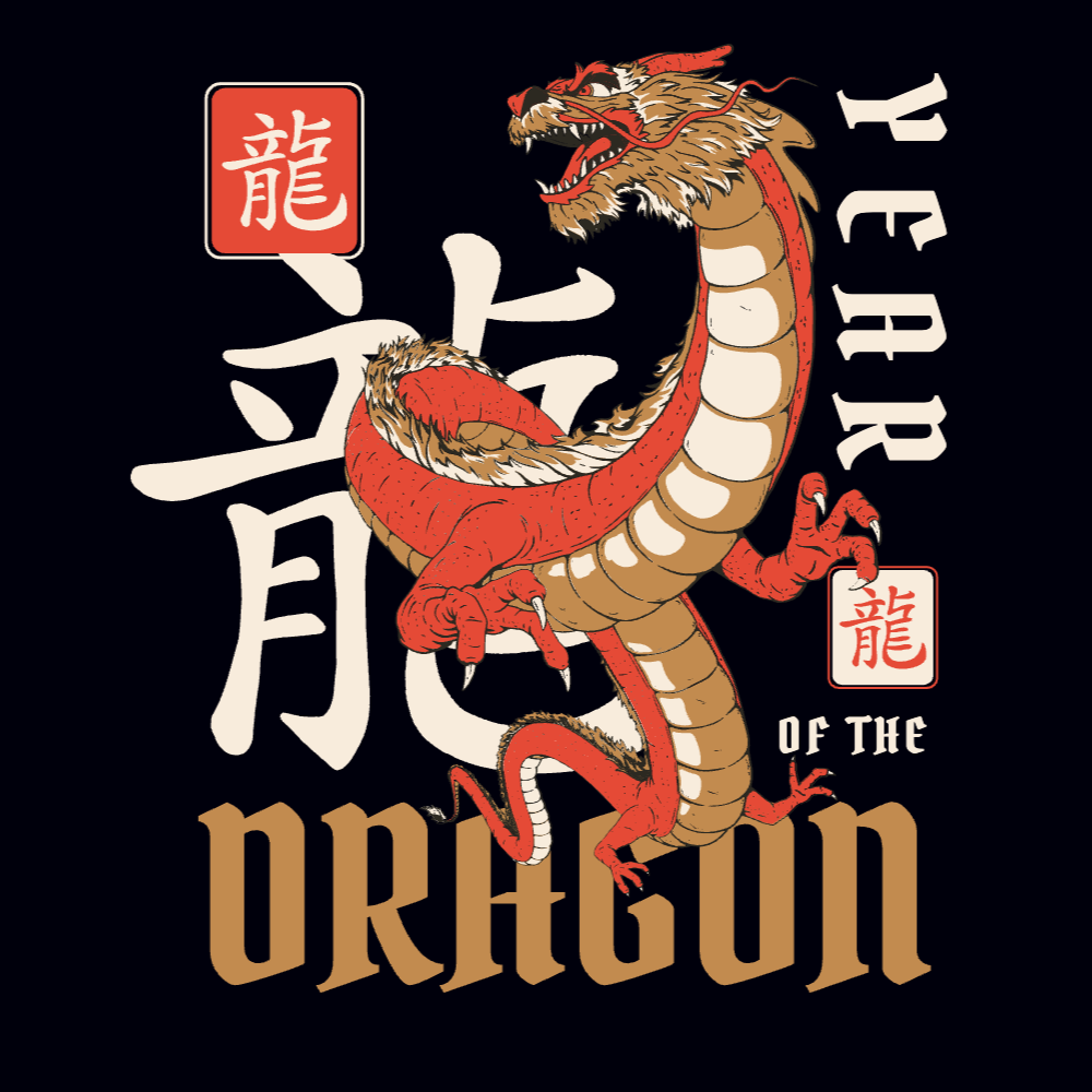 Chinese Year dragon editable t-shirt template | Create Merch Online