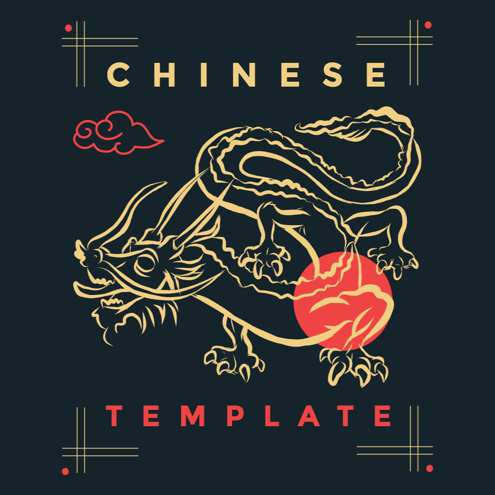Chinese new year dragon editable t-shirt template | Create Designs