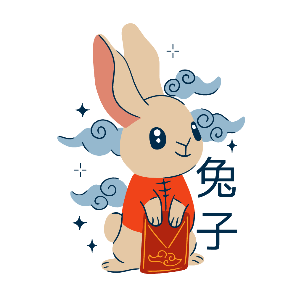 Chinese rabbit editable t-shirt design template