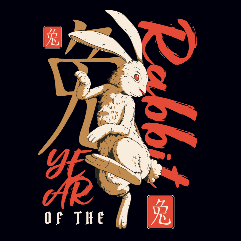 Chinese year rabbit editable t-shirt template | Create Merch Online