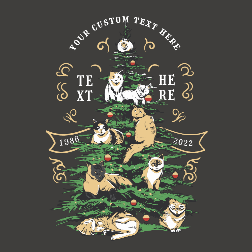 Christmas cats tree editable t-shirt template