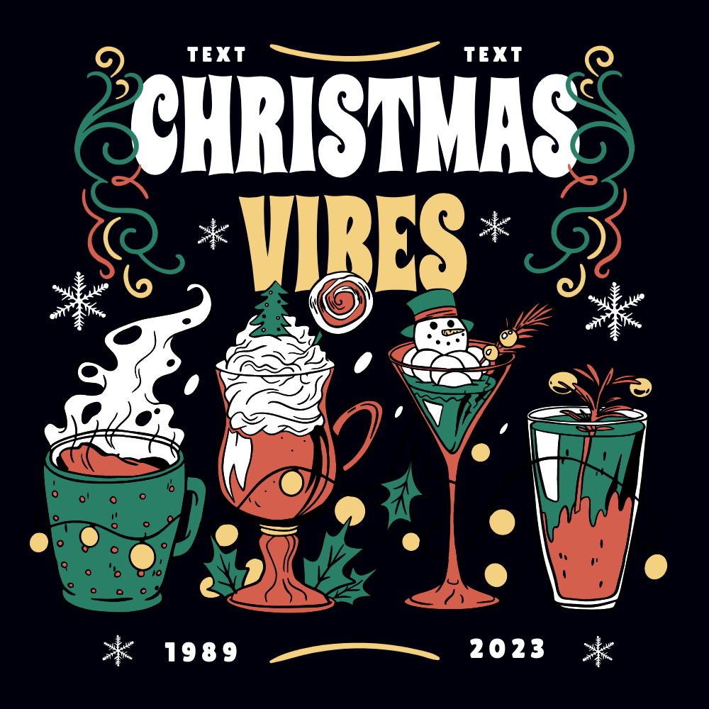 Christmas drinks editable t-shirt template
