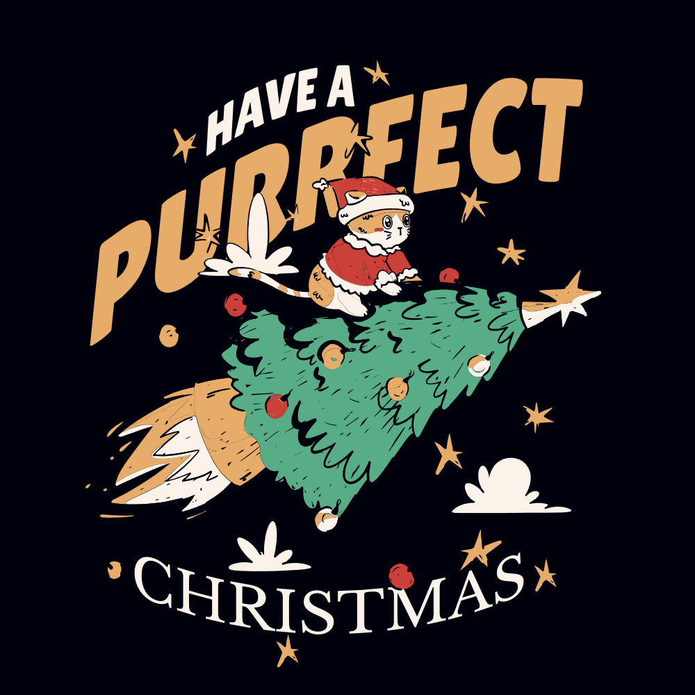 Christmas tree cat editable t-shirt template