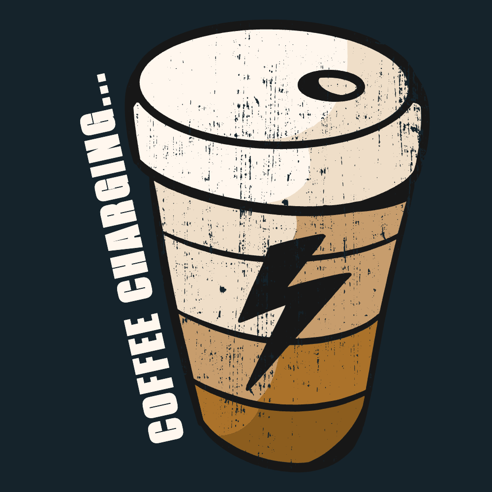 Coffee cup charging editable t-shirt template | Create Designs
