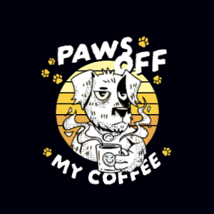 Coffee dog retro sunset t-shirt template