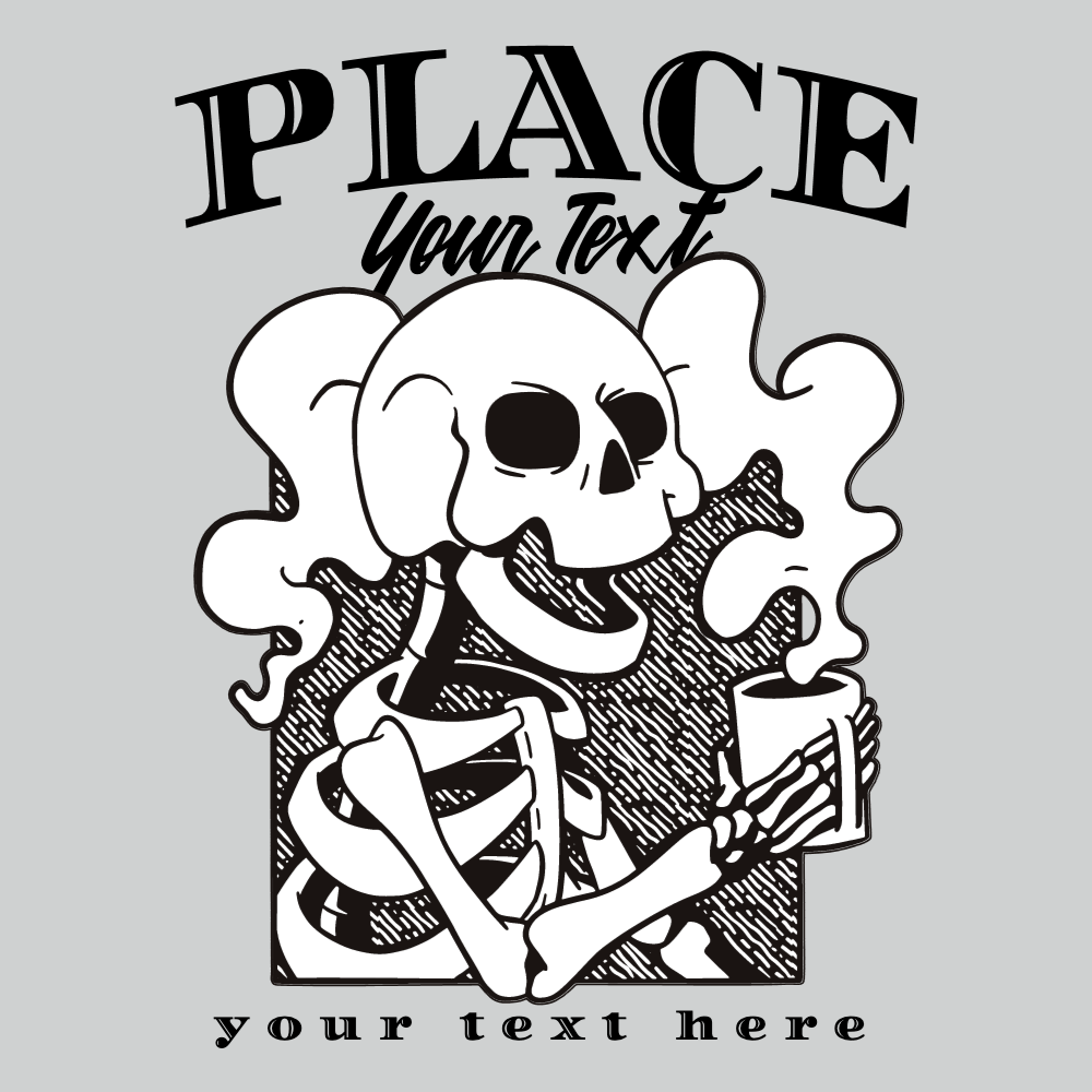 Coffee skeleton cartoon editable t-shirt template