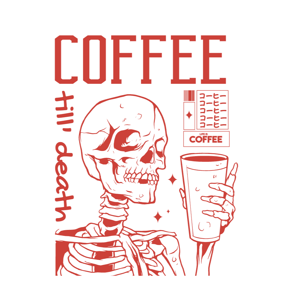 Coffee skeleton editable t-shirt template