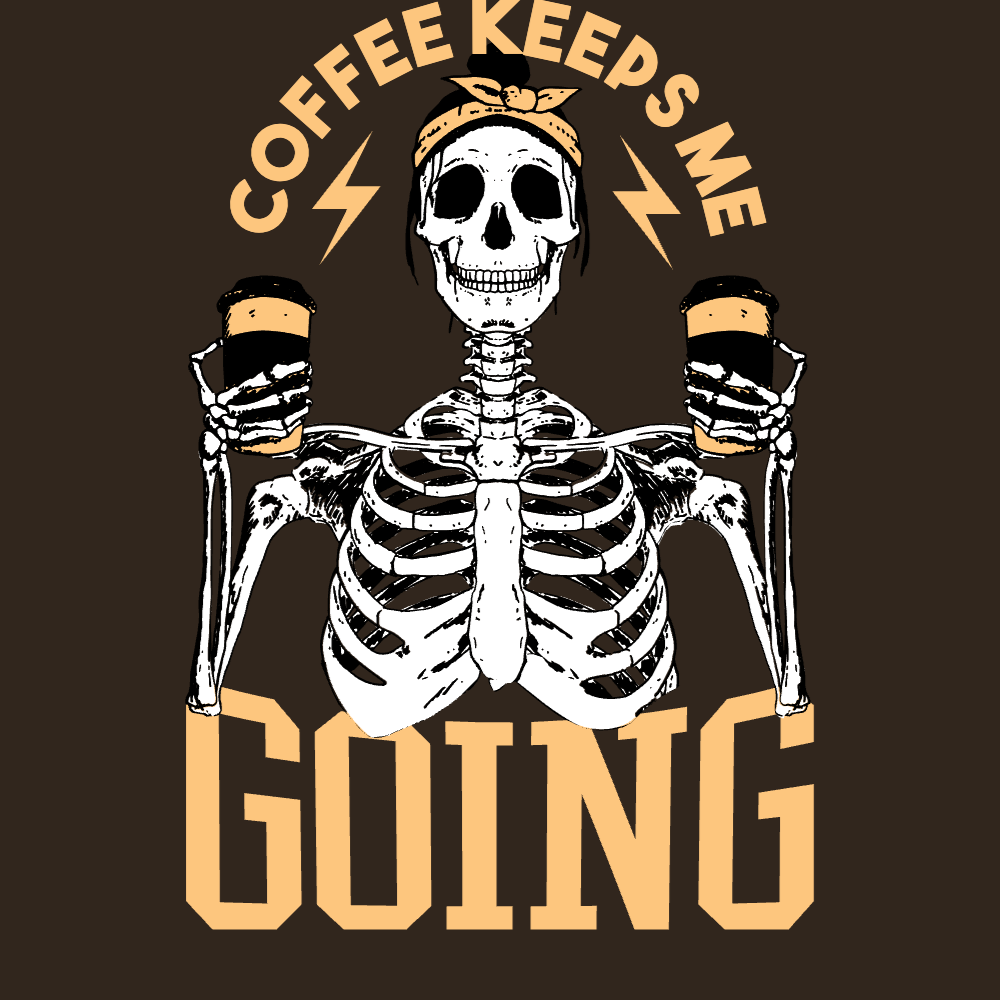 Coffee waitress skeleton editable t-shirt template | Create Online