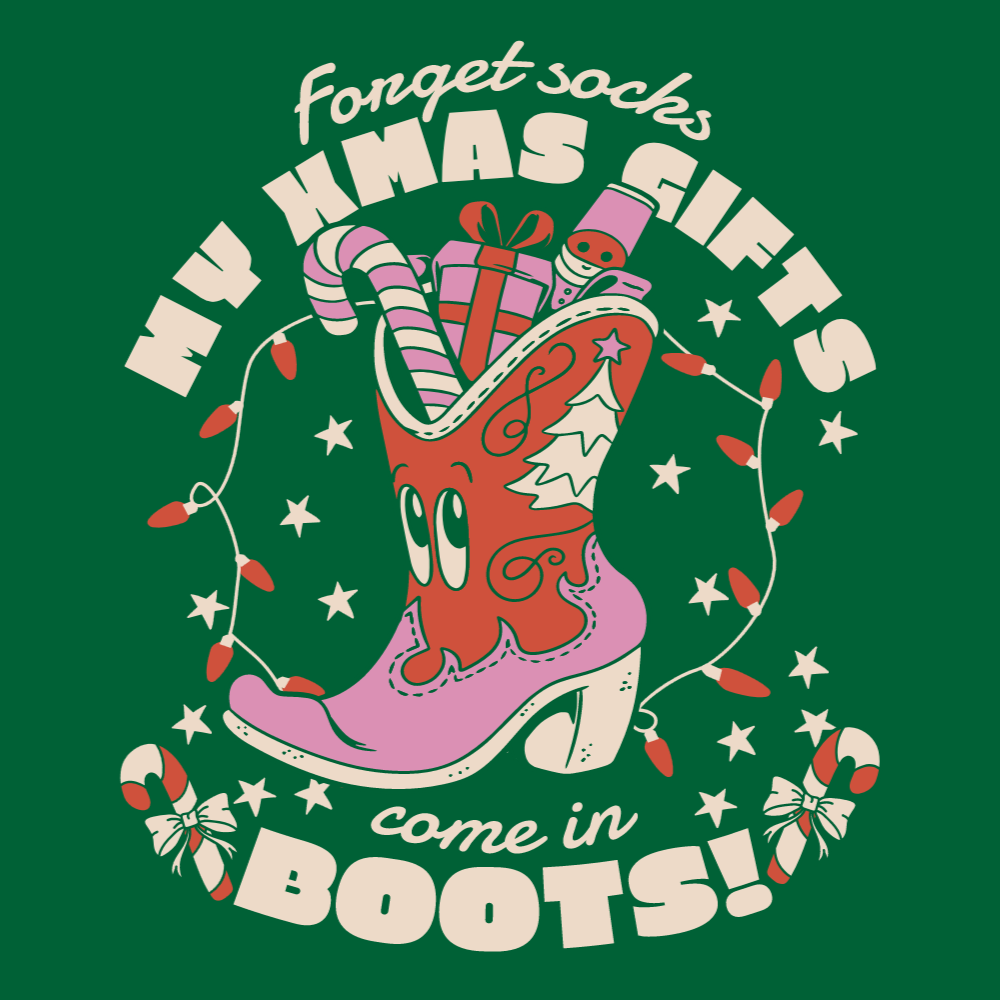 Cowboy boot Christmas editable t-shirt template