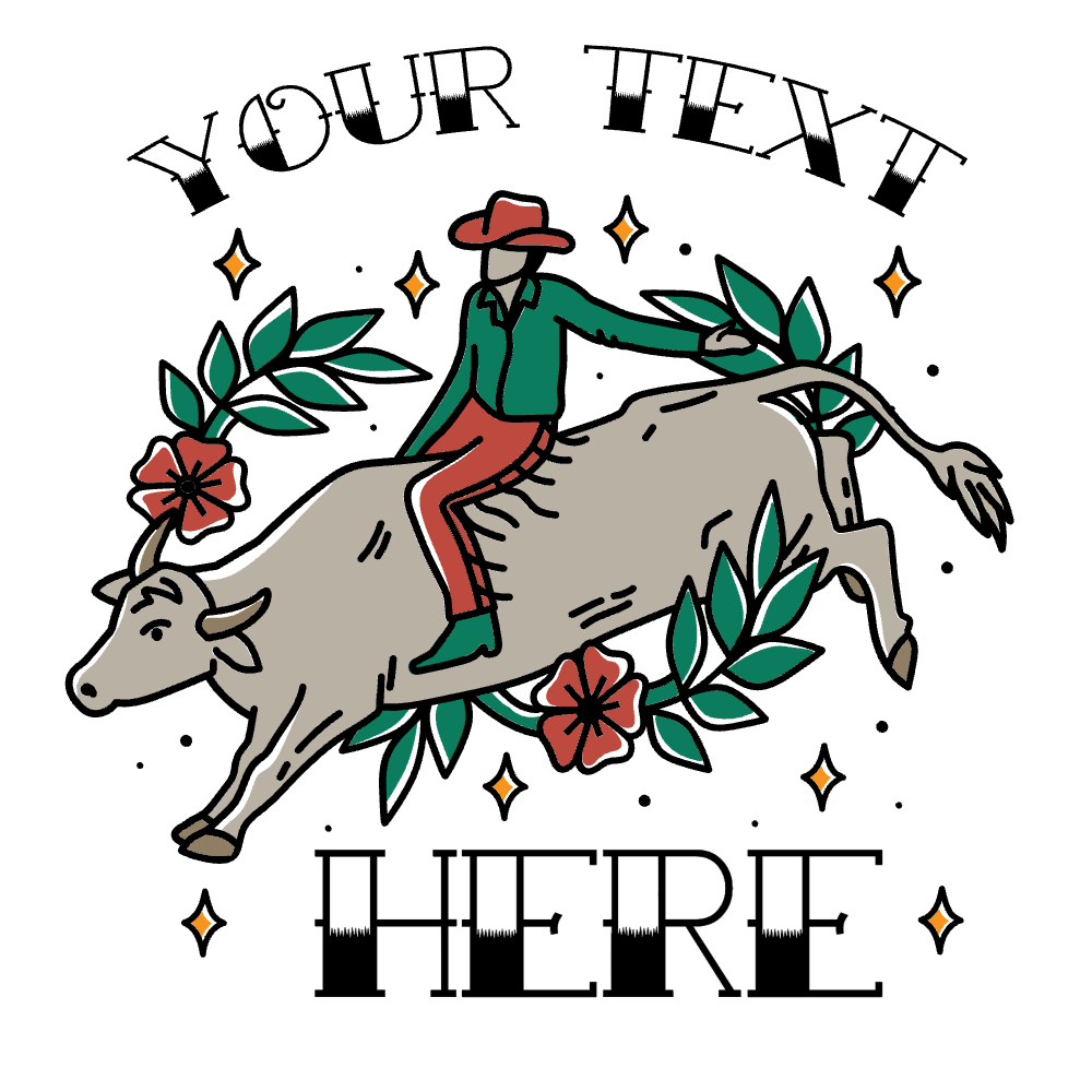 Cowboy bull editable t-shirt template | Create Online