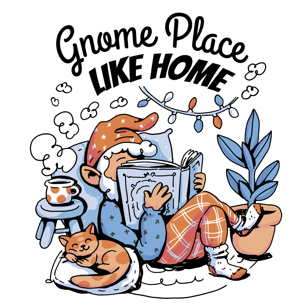 Cozy gnome editable t-shirt template