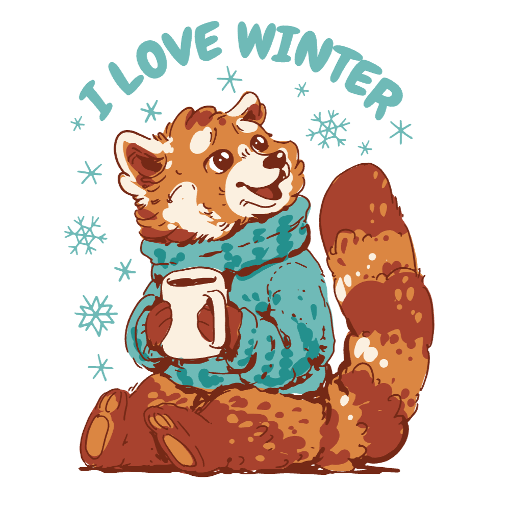 Cozy winter red panda editable t-shirt template
