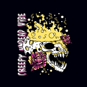Creepy skull editable t-shirt design template