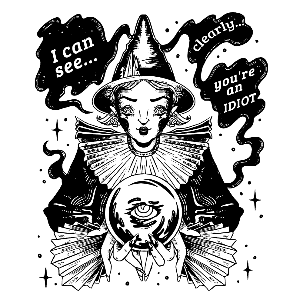 Crystall ball witch t-shirt template editable | T-Shirt Maker