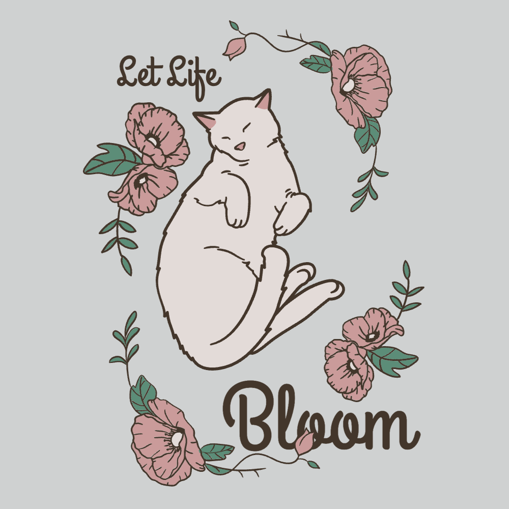Cute cat and flowers editable t-shirt template | T-Shirt Maker