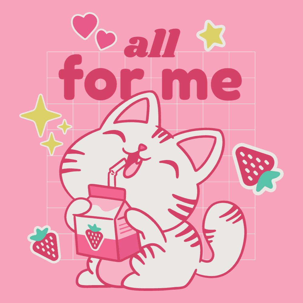 Cute cat strawberry milk editable t-shirt template | T-Shirt Maker