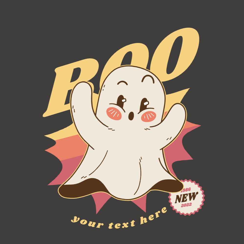 Cute retro ghost editable t-shirt template