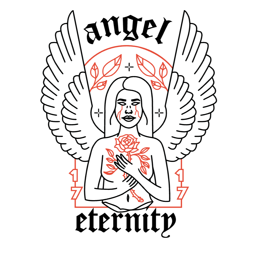 Dark angel woman tattoo editable t-shirt template | Create Merch Online