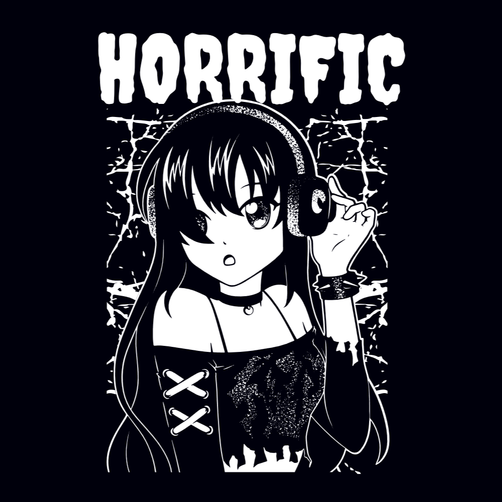 Dark anime girl editable t-shirt template