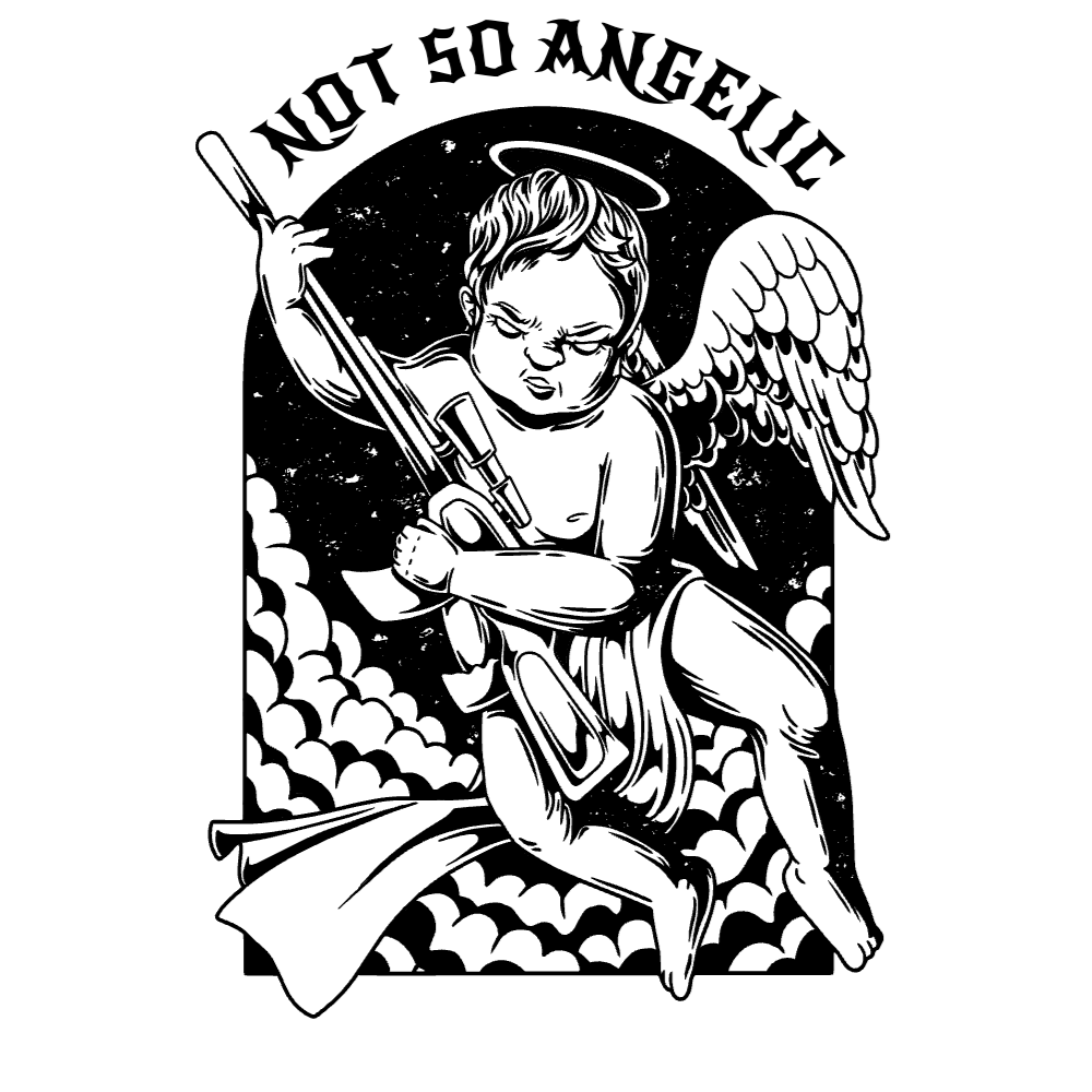 Dark baby angel gun editable t-shirt template | Create Merch