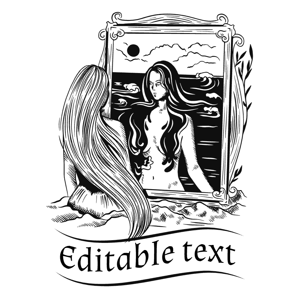 Dark mermaid editable t-shirt template | Create Merch Online