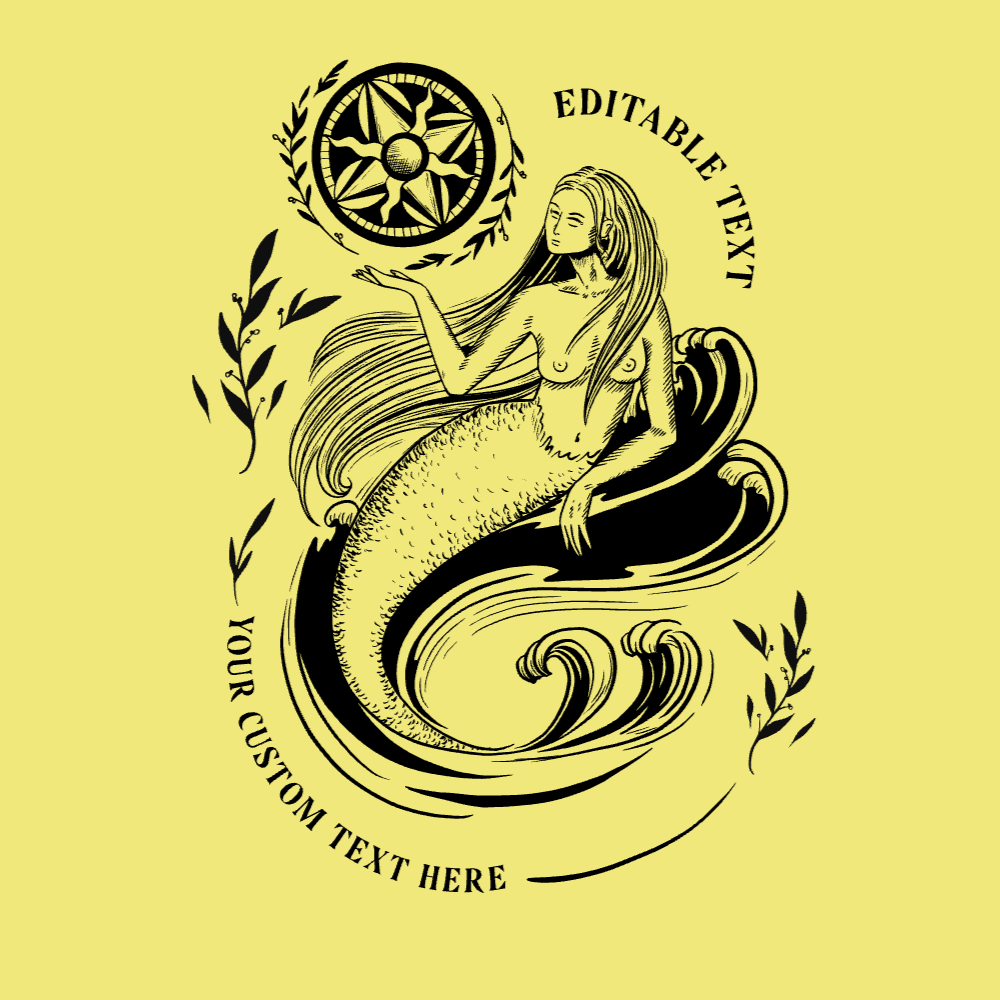 Detailed mermaid editable t-shirt template | Create Online