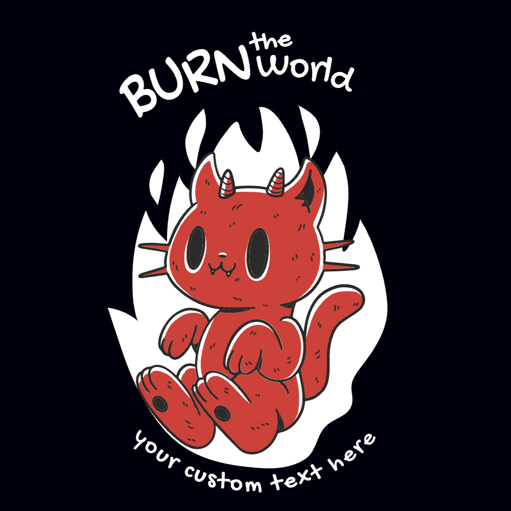 Devil cat editable t-shirt design template