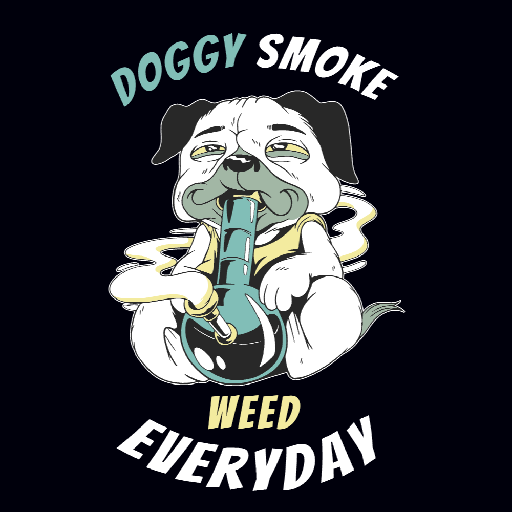 Dog smoking weed editable t-shirt template | T-Shirt Maker