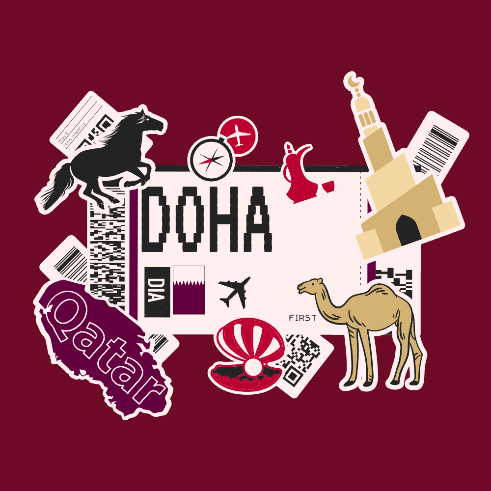 Doha Qatar boarding pass editable t-shirt template | T-Shirt Maker