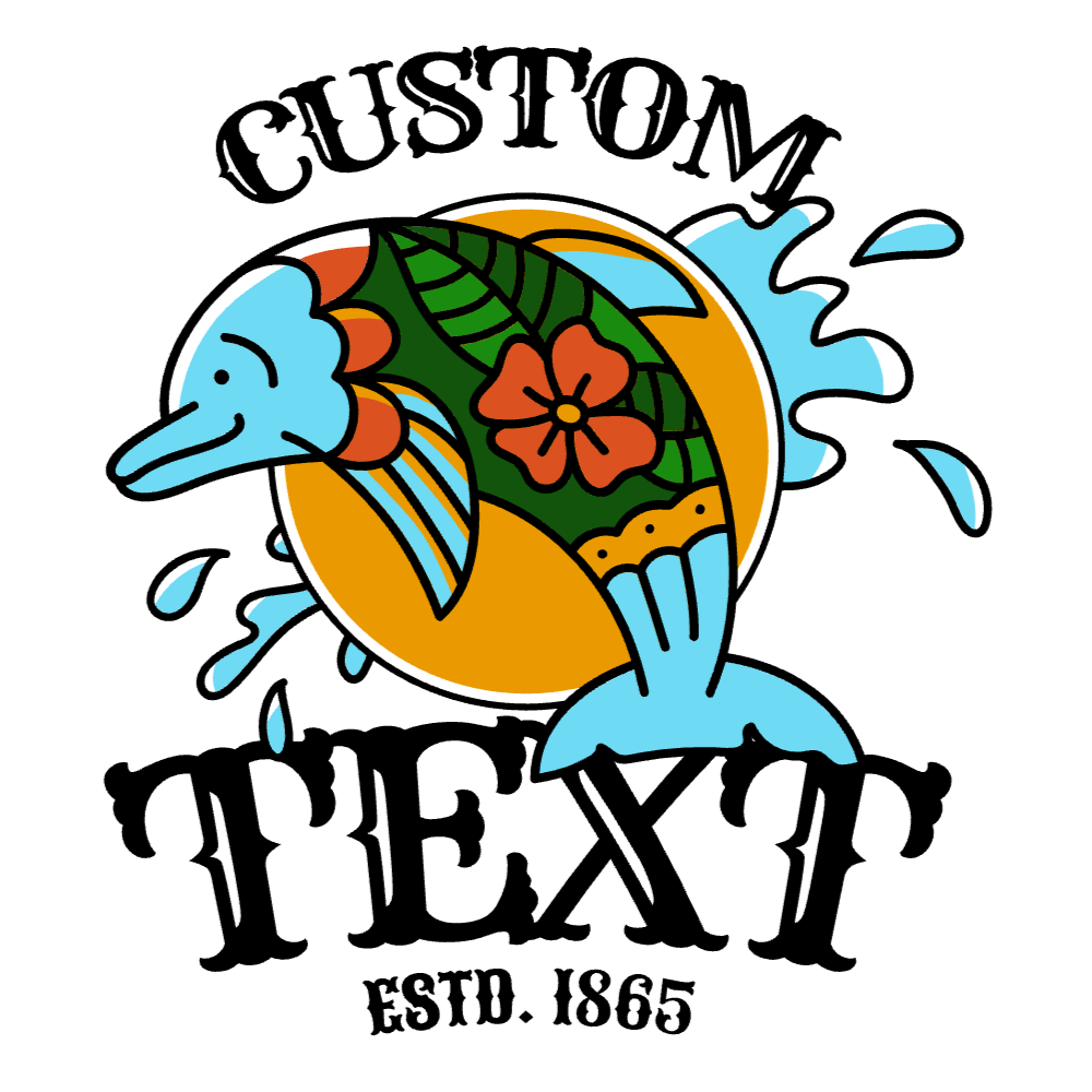 Dolphin tattoo editable t-shirt template | Create Merch Online