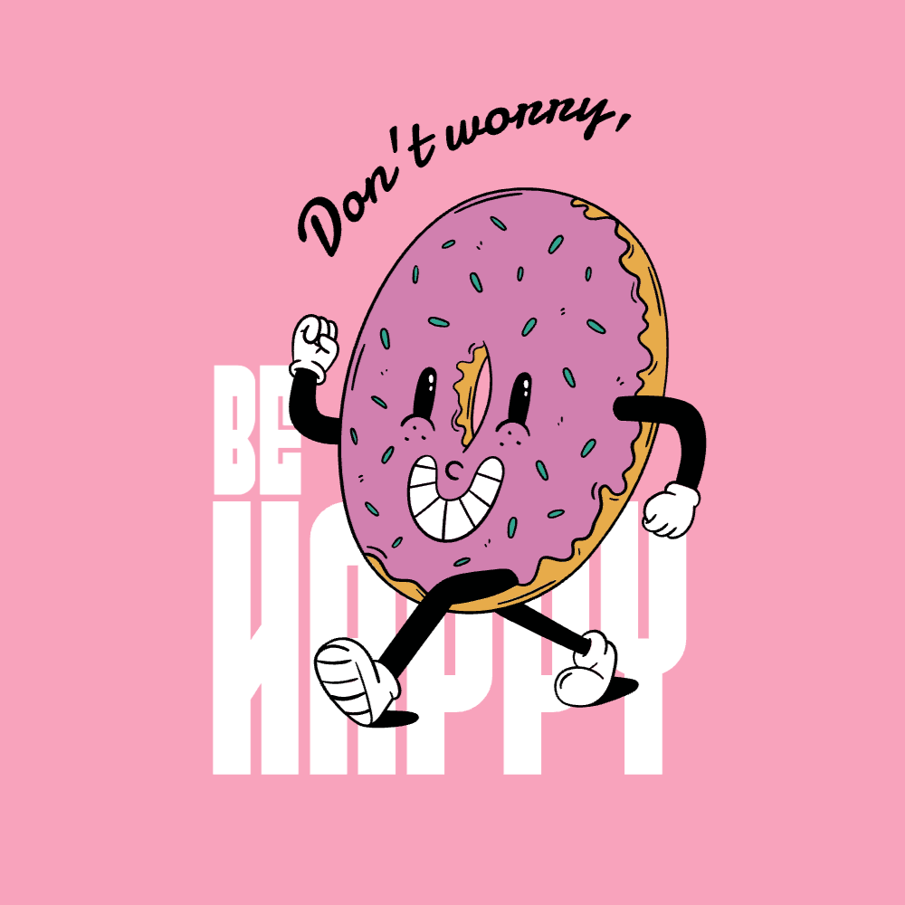 Donut worry cartoon editable t-shirt template