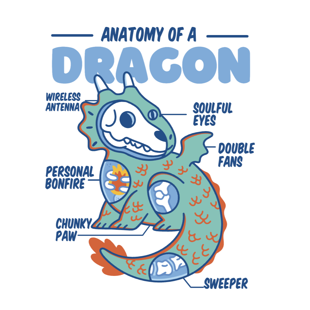 Dragon anatomy editable t-shirt template